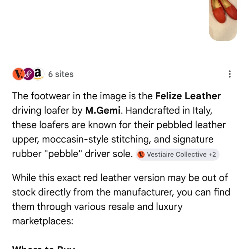 M Gemi The Felize red pebbled leather flat driving shoe Sz 38.5 NWOT - Picture 12 of 13